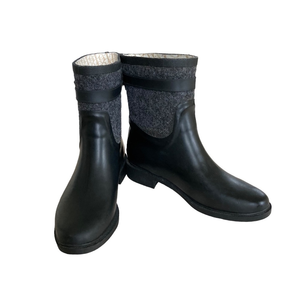 Chooka Buckled Fabric Mid Gray Wool Rain Boots
